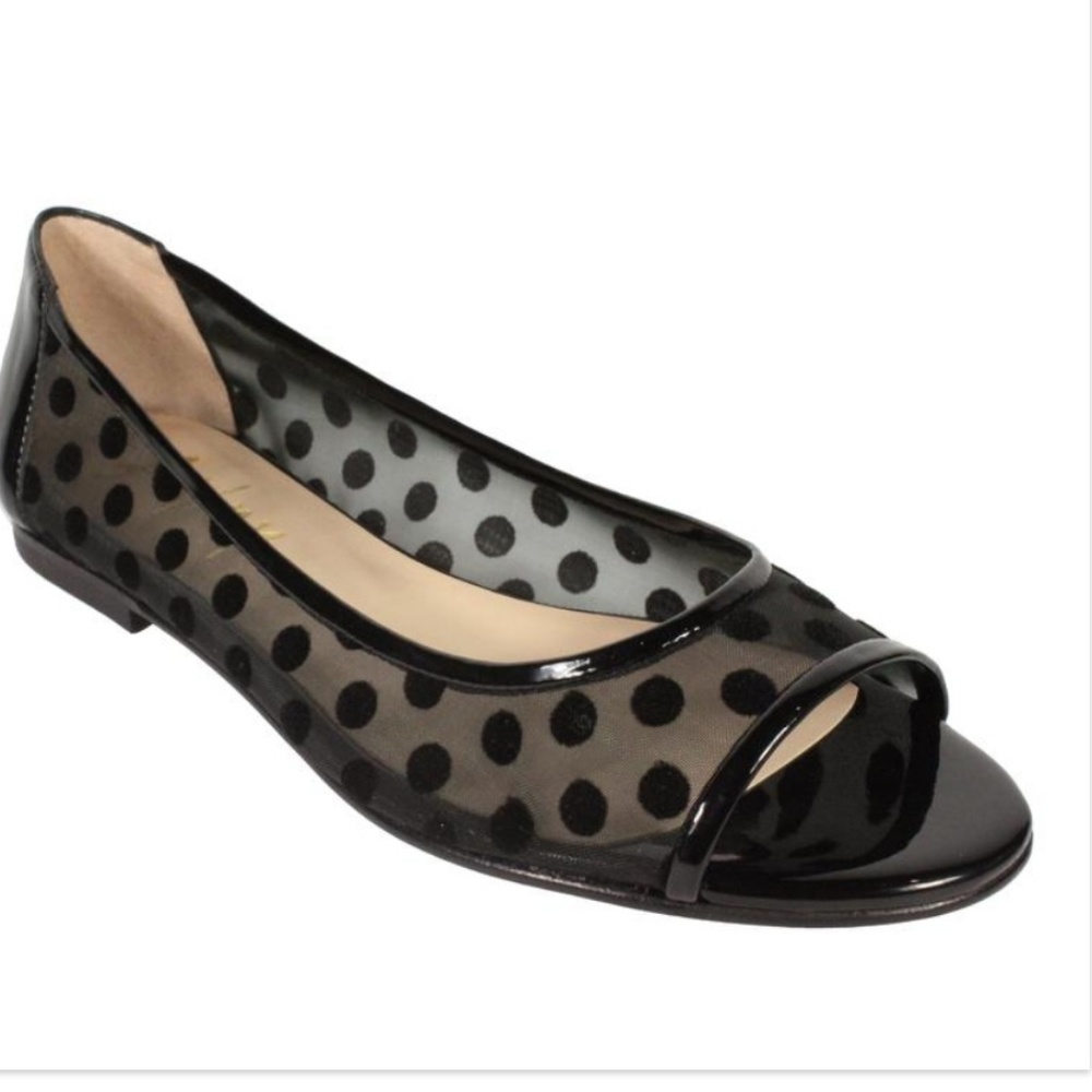 FSNY sheer polka dot peep toe flats sz 10.5